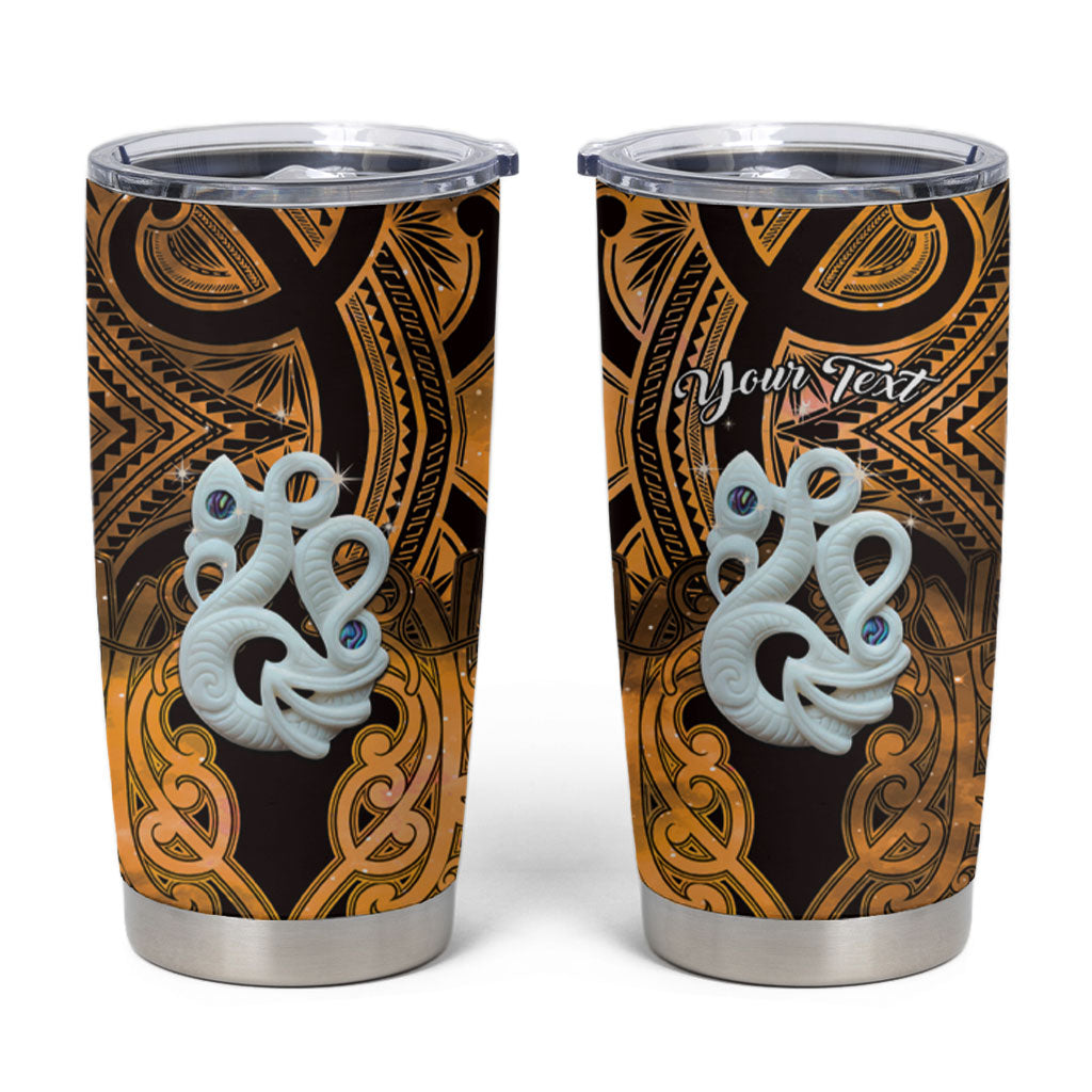 Personalised Maori Matariki Manaia Kowhai Tumbler Cup Maori Kowhaiwhai Pattern Galaxy LT01 Yellow - Polynesian Pride