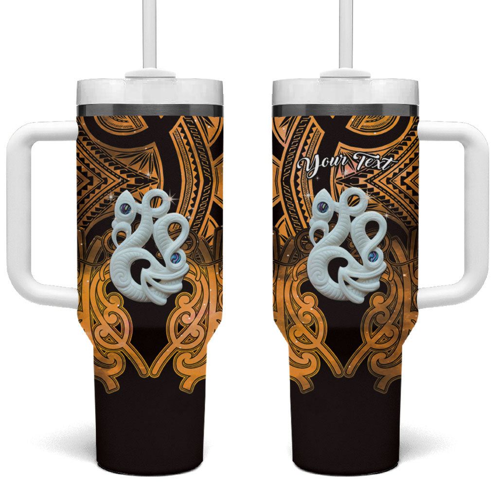 Personalised Maori Matariki Manaia Kowhai Tumbler With Handle Maori Kowhaiwhai Pattern Galaxy LT01 One Size: 40 oz Yellow - Polynesian Pride