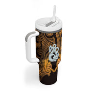 Personalised Maori Matariki Manaia Kowhai Tumbler With Handle Maori Kowhaiwhai Pattern Galaxy LT01 - Polynesian Pride