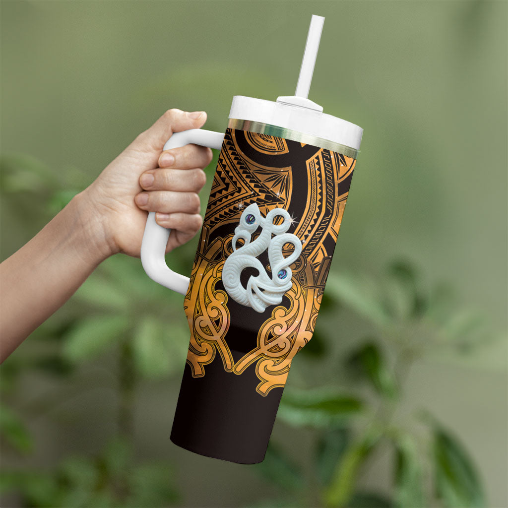 Personalised Maori Matariki Manaia Kowhai Tumbler With Handle Maori Kowhaiwhai Pattern Galaxy LT01 - Polynesian Pride