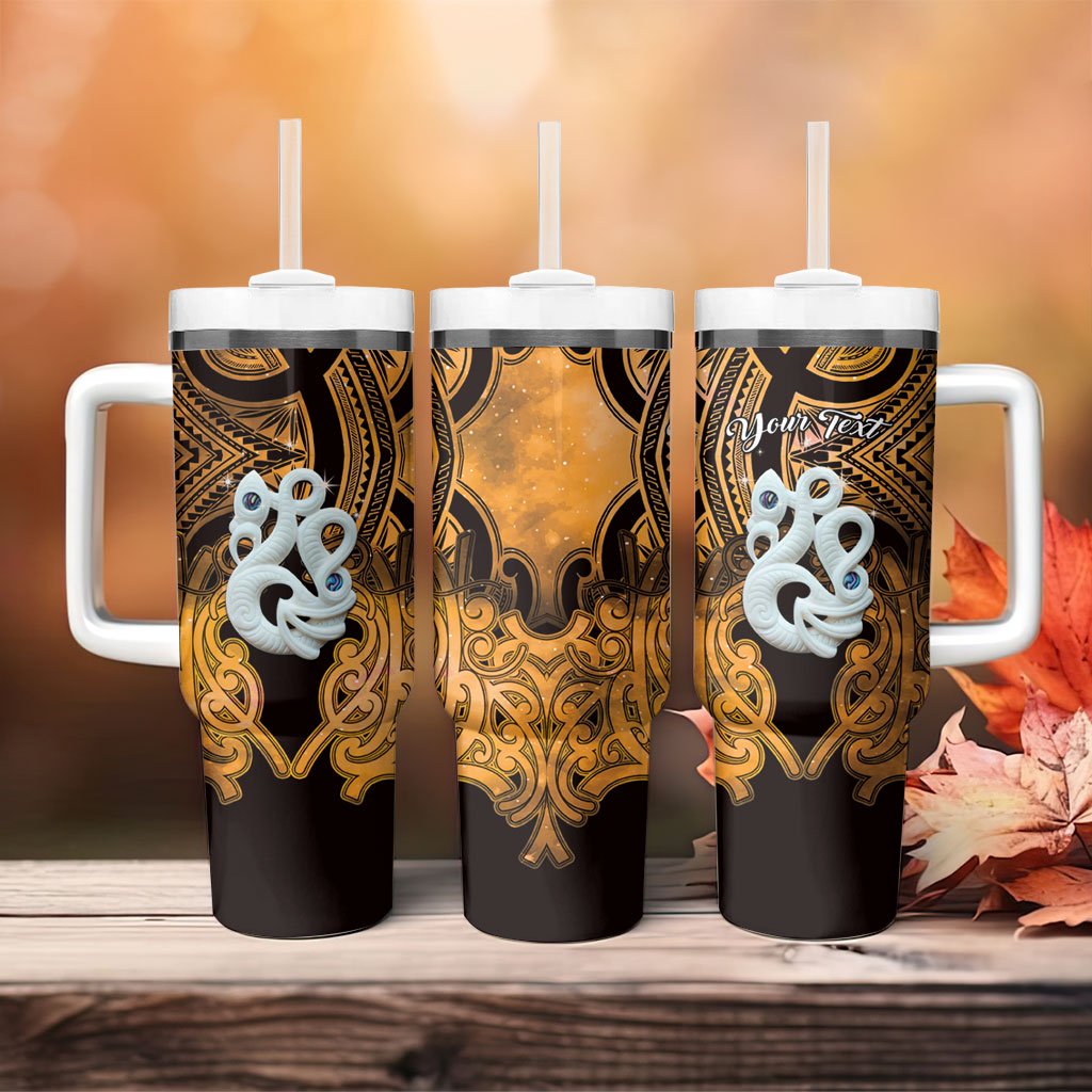 Personalised Maori Matariki Manaia Kowhai Tumbler With Handle Maori Kowhaiwhai Pattern Galaxy LT01 - Polynesian Pride