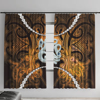 Maori Matariki Manaia Kowhai Window Curtain Maori Kowhaiwhai Pattern Galaxy LT01 With Hooks Yellow - Polynesian Pride
