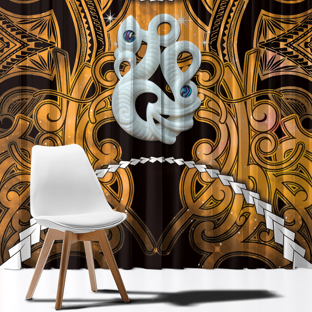 Maori Matariki Manaia Kowhai Window Curtain Maori Kowhaiwhai Pattern Galaxy LT01 - Polynesian Pride