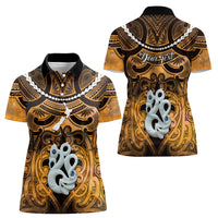 Personalised Maori Matariki Manaia Kowhai Women Polo Shirt Maori Kowhaiwhai Pattern Galaxy