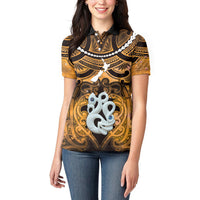 Personalised Maori Matariki Manaia Kowhai Women Polo Shirt Maori Kowhaiwhai Pattern Galaxy