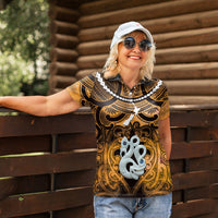 Personalised Maori Matariki Manaia Kowhai Women Polo Shirt Maori Kowhaiwhai Pattern Galaxy