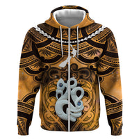 Personalised Maori Matariki Manaia Kowhai Zip Hoodie Maori Kowhaiwhai Pattern Galaxy LT01 Zip Hoodie Yellow - Polynesian Pride
