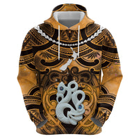 Personalised Maori Matariki Manaia Kowhai Zip Hoodie Maori Kowhaiwhai Pattern Galaxy LT01 - Polynesian Pride