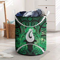 Maori Matariki Hei Matau Kakariki Laundry Basket Maori Kowhaiwhai Pattern Galaxy