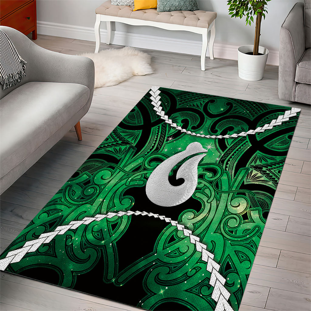 Maori Matariki Hei Matau Kakariki Area Rug Maori Kowhaiwhai Pattern Galaxy