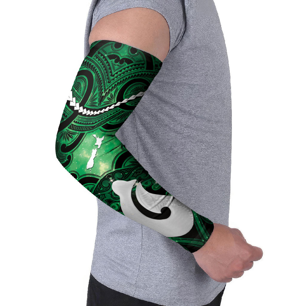 Personalised Maori Matariki Hei Matau Kakariki Arm Sleeves Maori Kowhaiwhai Pattern Galaxy LT01 - Polynesian Pride