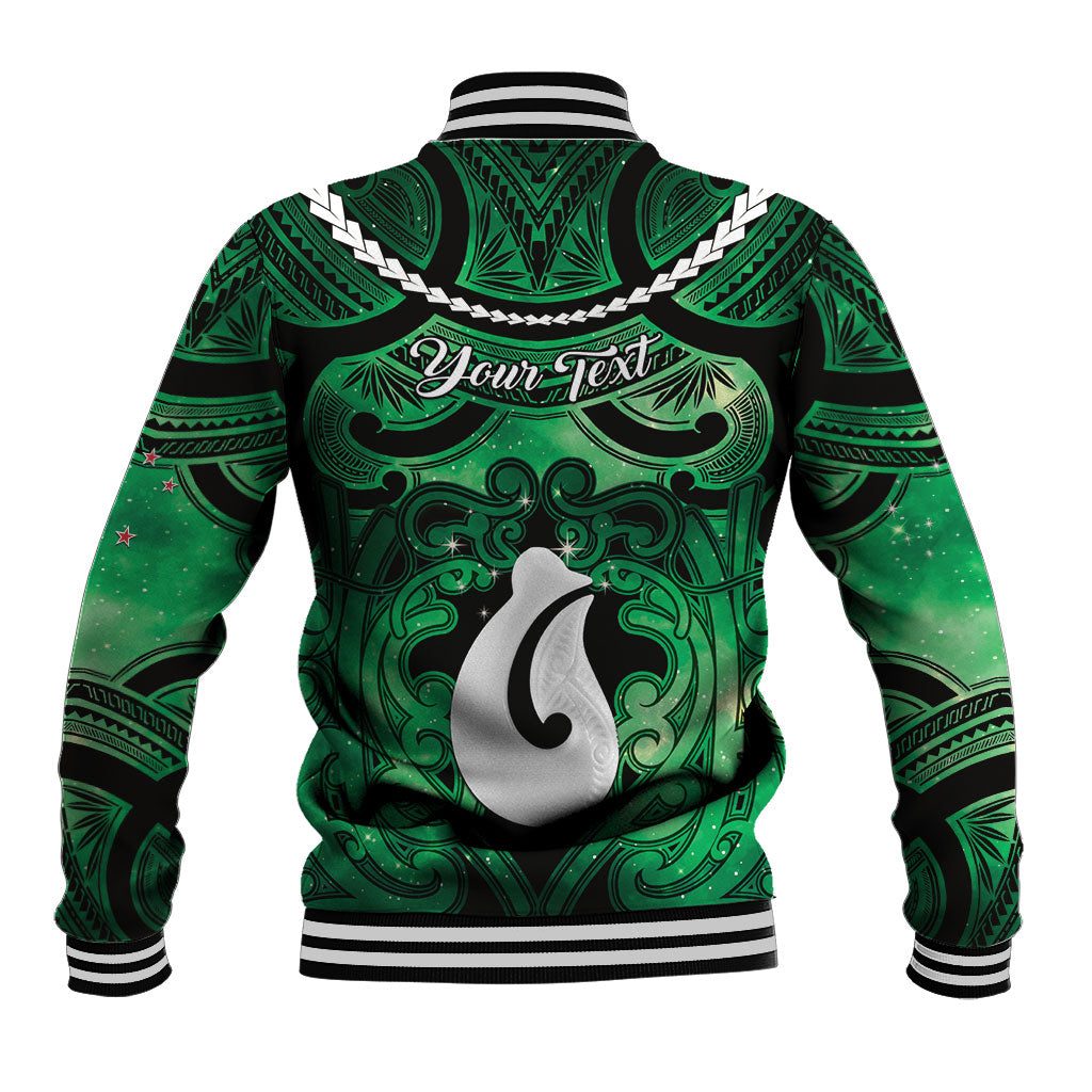 Personalised Maori Matariki Hei Matau Kakariki Baseball Jacket Maori Kowhaiwhai Pattern Galaxy LT01 - Polynesian Pride