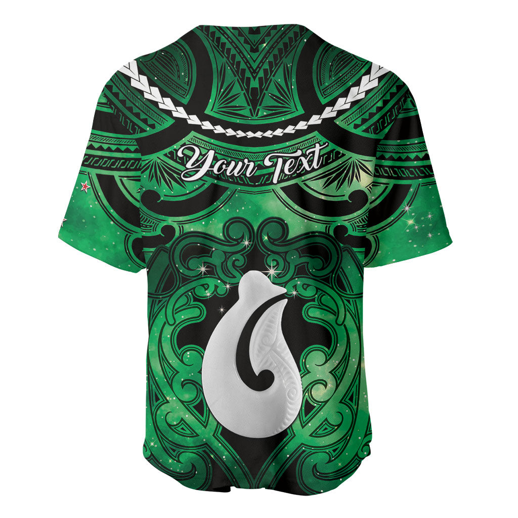 Personalised Maori Matariki Hei Matau Kakariki Baseball Jersey Maori Kowhaiwhai Pattern Galaxy LT01 - Polynesian Pride