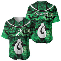 Personalised Maori Matariki Hei Matau Kakariki Baseball Jersey Maori Kowhaiwhai Pattern Galaxy LT01 - Polynesian Pride
