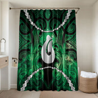 Maori Matariki Hei Matau Kakariki Bathroom Set Maori Kowhaiwhai Pattern Galaxy LT01 Shower Curtain Only Green - Polynesian Pride