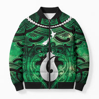 Personalised Maori Matariki Hei Matau Kakariki Bomber Puffer Jacket Maori Kowhaiwhai Pattern Galaxy