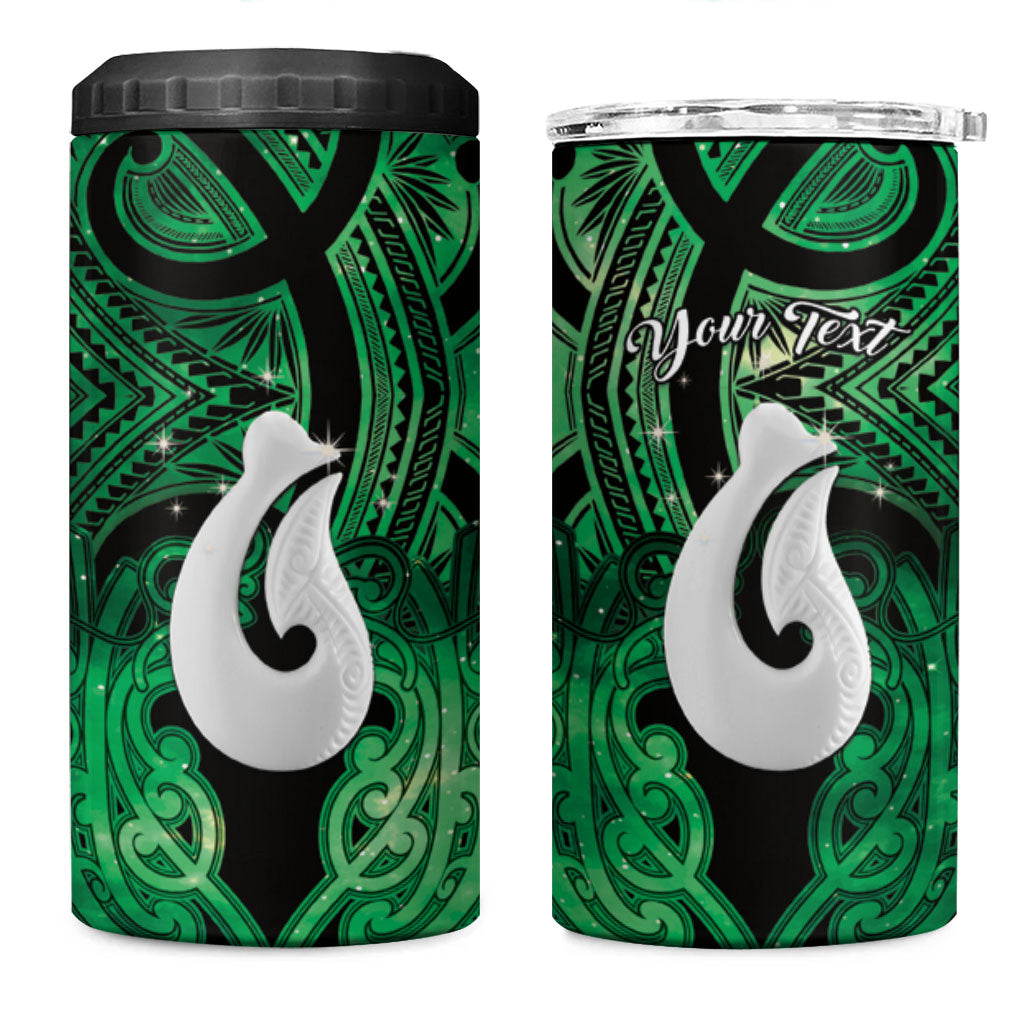 Personalised Maori Matariki Hei Matau Kakariki 4 in 1 Can Cooler Tumbler Maori Kowhaiwhai Pattern Galaxy LT01 One Size: 16 oz Green - Polynesian Pride