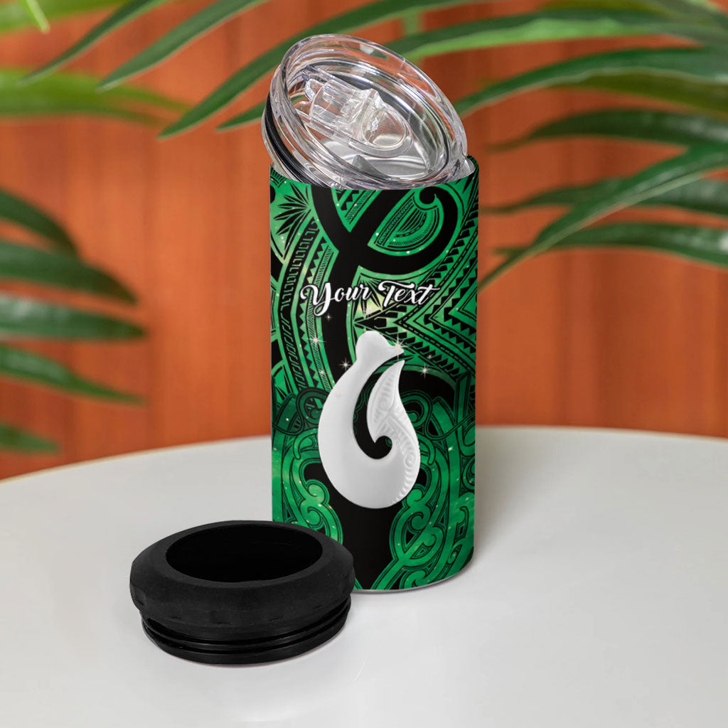 Personalised Maori Matariki Hei Matau Kakariki 4 in 1 Can Cooler Tumbler Maori Kowhaiwhai Pattern Galaxy LT01 - Polynesian Pride