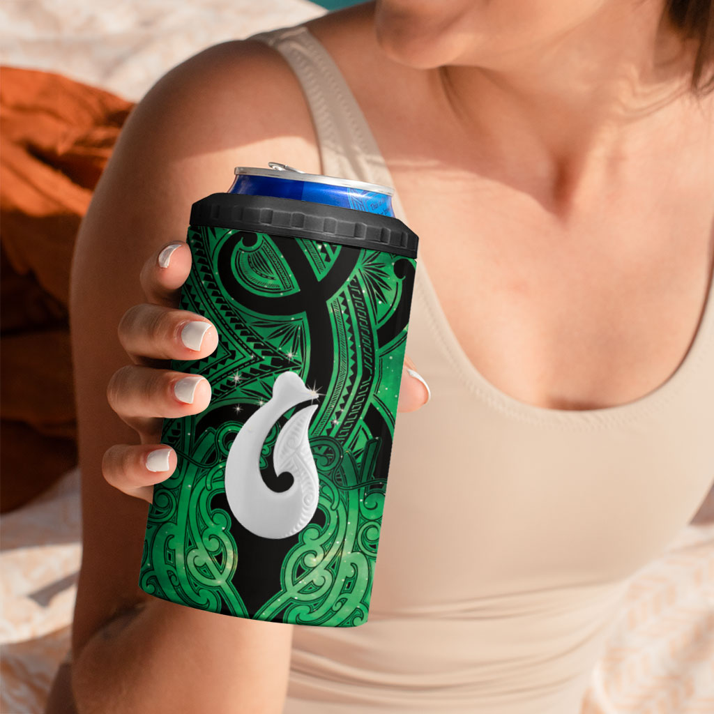 Personalised Maori Matariki Hei Matau Kakariki 4 in 1 Can Cooler Tumbler Maori Kowhaiwhai Pattern Galaxy LT01 - Polynesian Pride