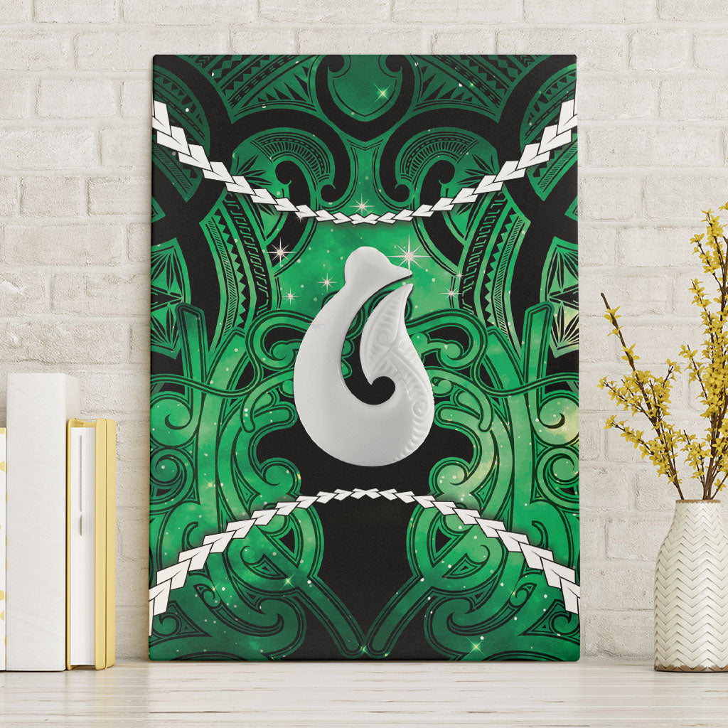 Maori Matariki Hei Matau Kakariki Canvas Wall Art Maori Kowhaiwhai Pattern Galaxy LT01 Without Frame Green - Polynesian Pride