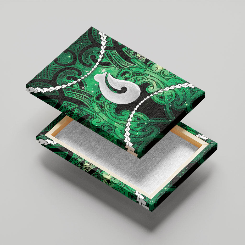 Maori Matariki Hei Matau Kakariki Canvas Wall Art Maori Kowhaiwhai Pattern Galaxy LT01 - Polynesian Pride