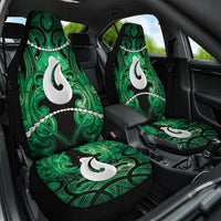 Maori Matariki Hei Matau Kakariki Car Seat Cover Maori Kowhaiwhai Pattern Galaxy LT01 One Size Green - Polynesian Pride
