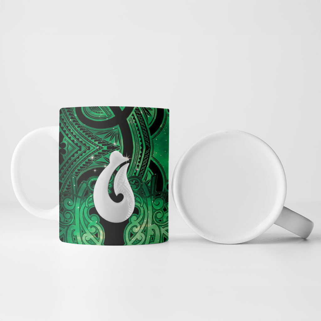 Personalised Maori Matariki Hei Matau Kakariki Ceramic Mug Maori Kowhaiwhai Pattern Galaxy LT01 - Polynesian Pride