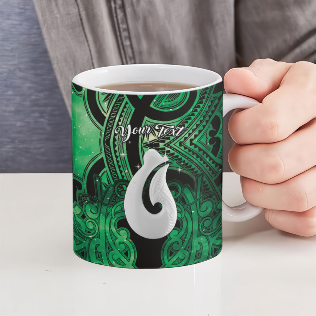 Personalised Maori Matariki Hei Matau Kakariki Ceramic Mug Maori Kowhaiwhai Pattern Galaxy LT01 - Polynesian Pride