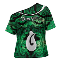 Personalised Maori Matariki Hei Matau Kakariki Cross Shoulder Shirt Maori Kowhaiwhai Pattern Galaxy LT01 - Polynesian Pride