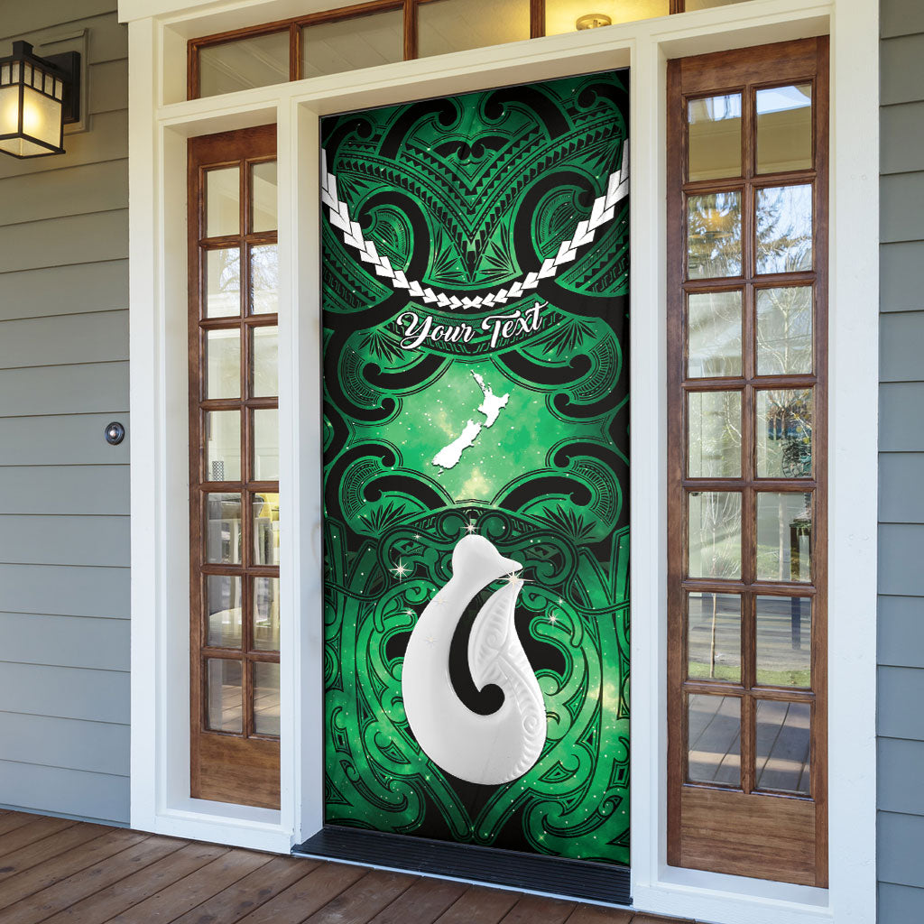 Personalised Maori Matariki Hei Matau Kakariki Door Cover Maori Kowhaiwhai Pattern Galaxy LT01 - Polynesian Pride