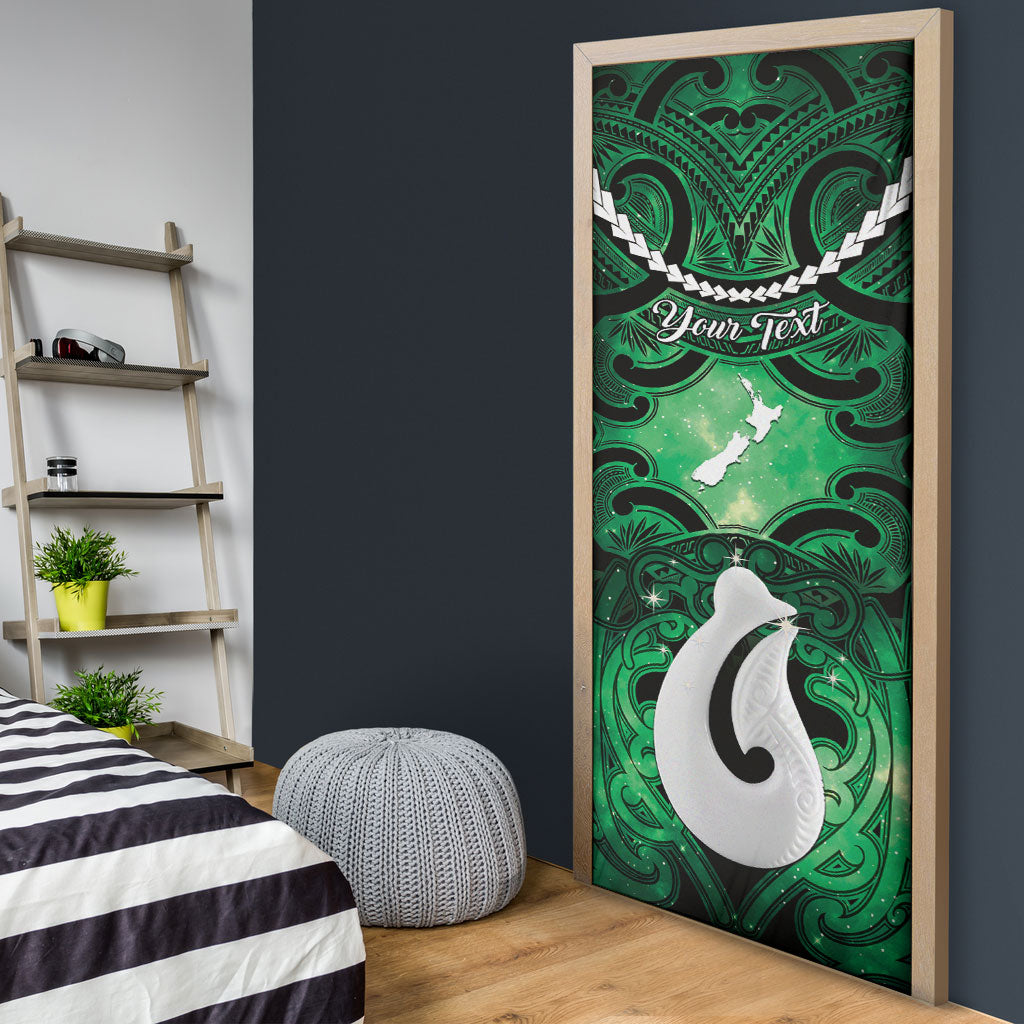 Personalised Maori Matariki Hei Matau Kakariki Door Cover Maori Kowhaiwhai Pattern Galaxy LT01 - Polynesian Pride