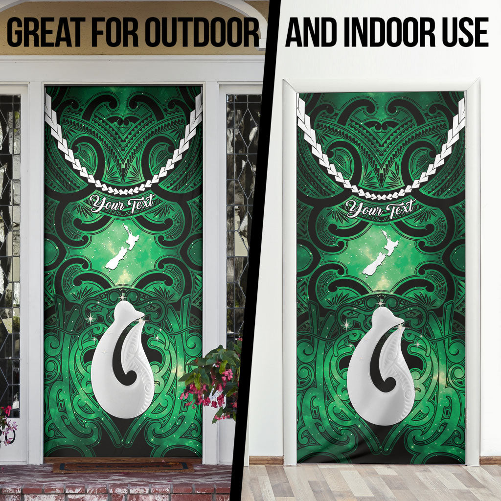 Personalised Maori Matariki Hei Matau Kakariki Door Cover Maori Kowhaiwhai Pattern Galaxy LT01 - Polynesian Pride