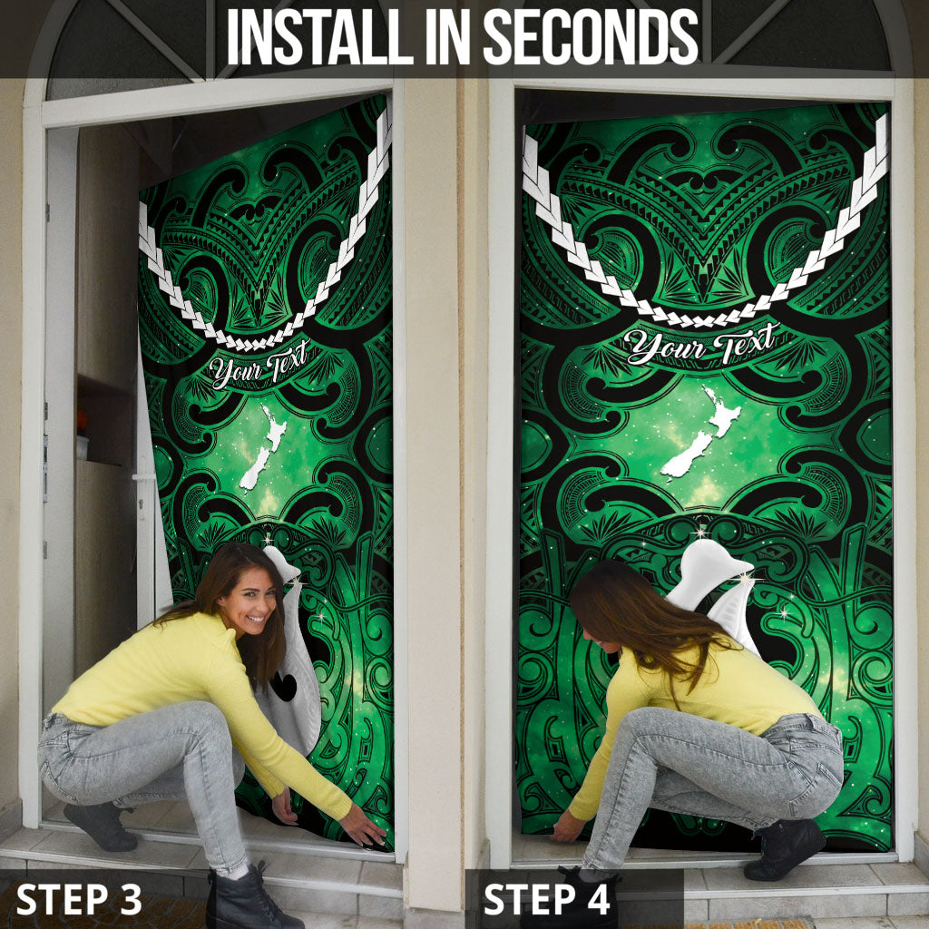 Personalised Maori Matariki Hei Matau Kakariki Door Cover Maori Kowhaiwhai Pattern Galaxy LT01 - Polynesian Pride
