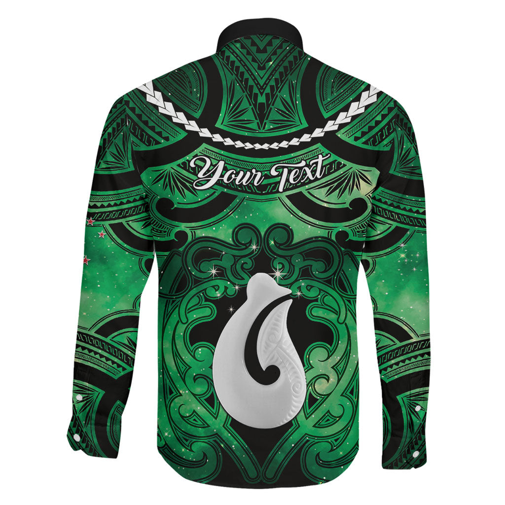 Personalised Maori Matariki Hei Matau Kakariki Family Matching Long Sleeve Bodycon Dress and Hawaiian Shirt Maori Kowhaiwhai Pattern Galaxy