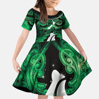 Personalised Maori Matariki Hei Matau Kakariki Family Matching Mermaid Dress and Hawaiian Shirt Maori Kowhaiwhai Pattern Galaxy