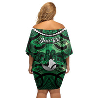 Personalised Maori Matariki Hei Matau Kakariki Family Matching Off Shoulder Short Dress and Hawaiian Shirt Maori Kowhaiwhai Pattern Galaxy