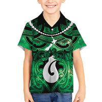 Personalised Maori Matariki Hei Matau Kakariki Family Matching Short Sleeve Bodycon Dress and Hawaiian Shirt Maori Kowhaiwhai Pattern Galaxy