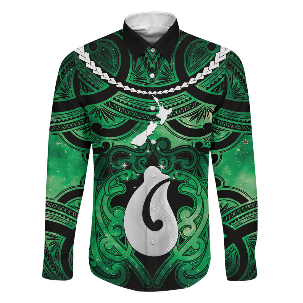 Personalised Maori Matariki Hei Matau Kakariki Family Matching Tank Maxi Dress and Hawaiian Shirt Maori Kowhaiwhai Pattern Galaxy
