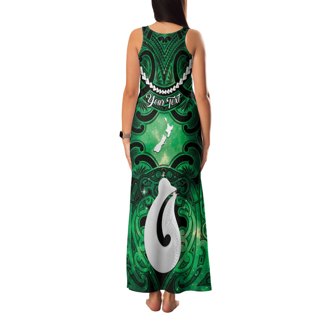 Personalised Maori Matariki Hei Matau Kakariki Family Matching Tank Maxi Dress and Hawaiian Shirt Maori Kowhaiwhai Pattern Galaxy