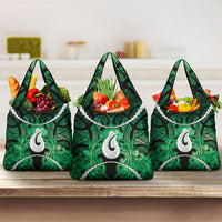 Maori Matariki Hei Matau Kakariki Grocery Bag Maori Kowhaiwhai Pattern Galaxy LT01 3-pack One Size Green - Polynesian Pride