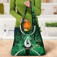 Maori Matariki Hei Matau Kakariki Grocery Bag Maori Kowhaiwhai Pattern Galaxy LT01 - Polynesian Pride