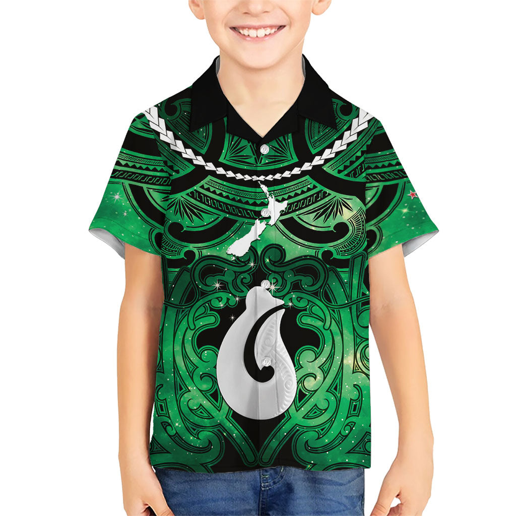 Personalised Maori Matariki Hei Matau Kakariki Hawaiian Shirt Maori Kowhaiwhai Pattern Galaxy