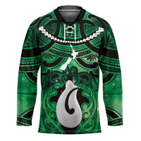 Personalised Maori Matariki Hei Matau Kakariki Hockey Jersey Maori Kowhaiwhai Pattern Galaxy LT01 Unisex Green - Polynesian Pride