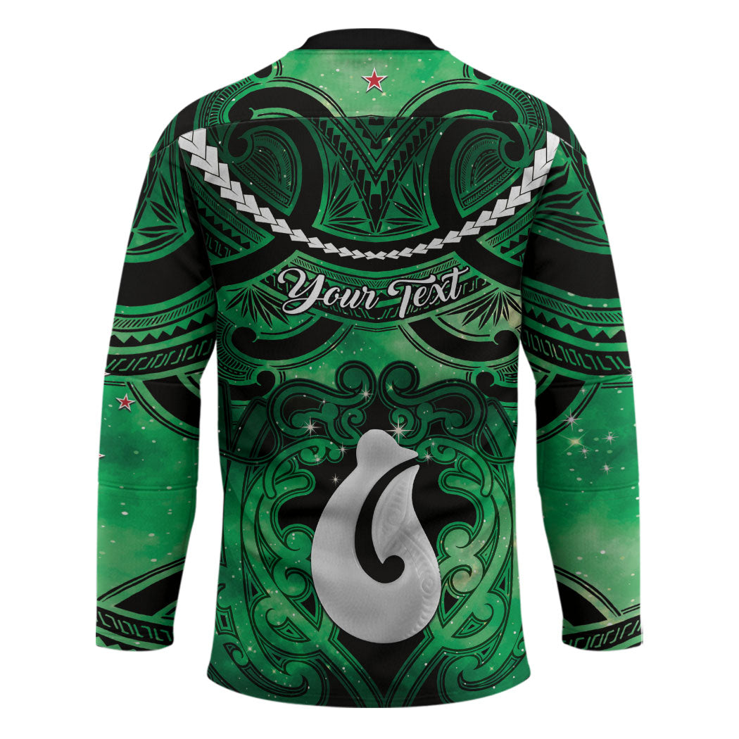 Personalised Maori Matariki Hei Matau Kakariki Hockey Jersey Maori Kowhaiwhai Pattern Galaxy LT01 - Polynesian Pride