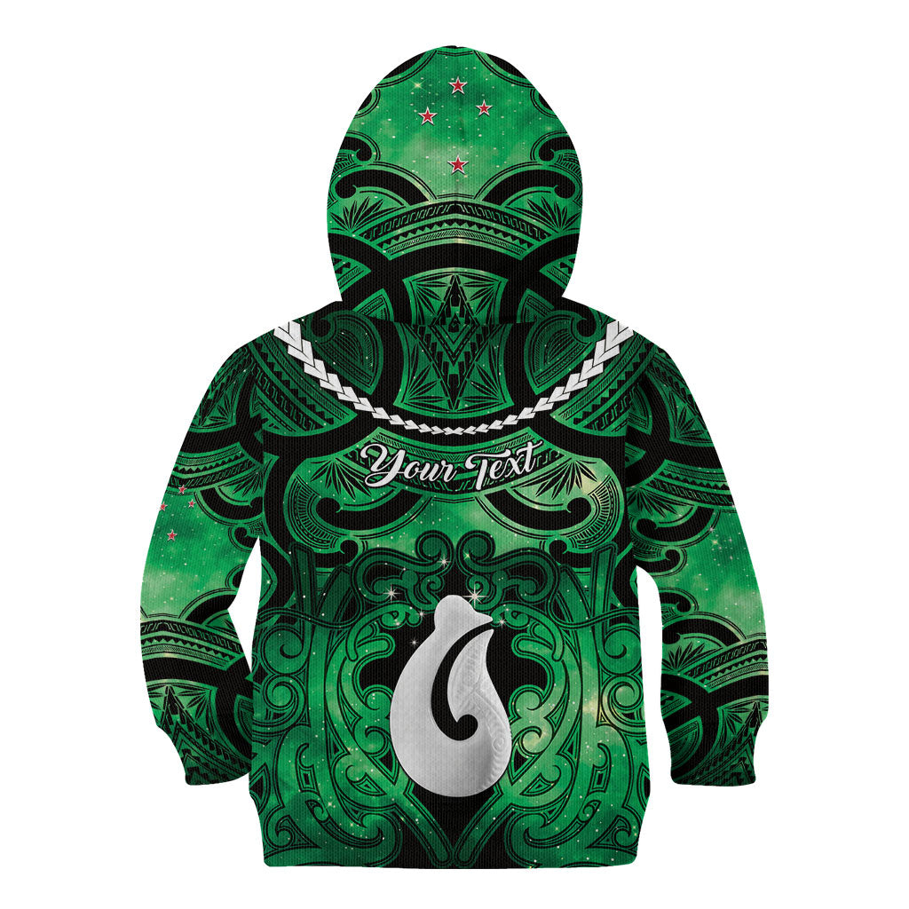 Personalised Maori Matariki Hei Matau Kakariki Kid Hoodie Maori Kowhaiwhai Pattern Galaxy LT01 - Polynesian Pride
