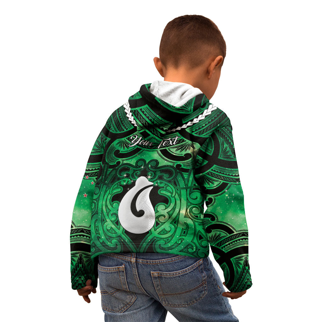 Personalised Maori Matariki Hei Matau Kakariki Kid Hoodie Maori Kowhaiwhai Pattern Galaxy LT01 - Polynesian Pride