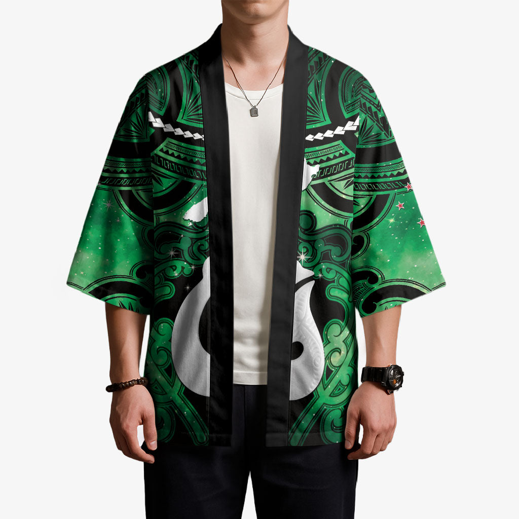 Personalised Maori Matariki Hei Matau Kakariki Kimono Maori Kowhaiwhai Pattern Galaxy LT01 - Polynesian Pride
