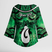 Personalised Maori Matariki Hei Matau Kakariki Kimono Sleeve Blouse Maori Kowhaiwhai Pattern Galaxy LT01 - Polynesian Pride