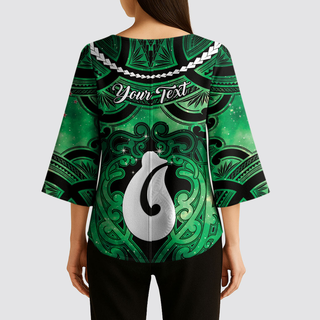 Personalised Maori Matariki Hei Matau Kakariki Kimono Sleeve Blouse Maori Kowhaiwhai Pattern Galaxy LT01 - Polynesian Pride