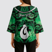 Personalised Maori Matariki Hei Matau Kakariki Kimono Sleeve Blouse Maori Kowhaiwhai Pattern Galaxy LT01 - Polynesian Pride
